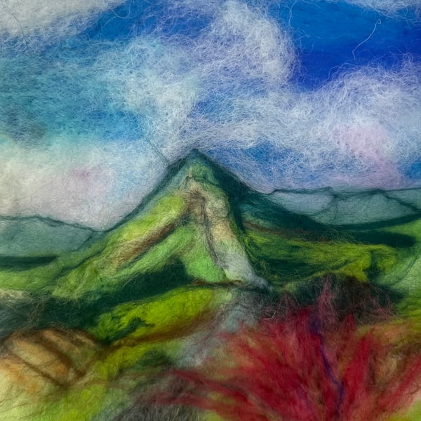 Malvern Hills - Handmade, needlefelt, wool landscape wall art. 