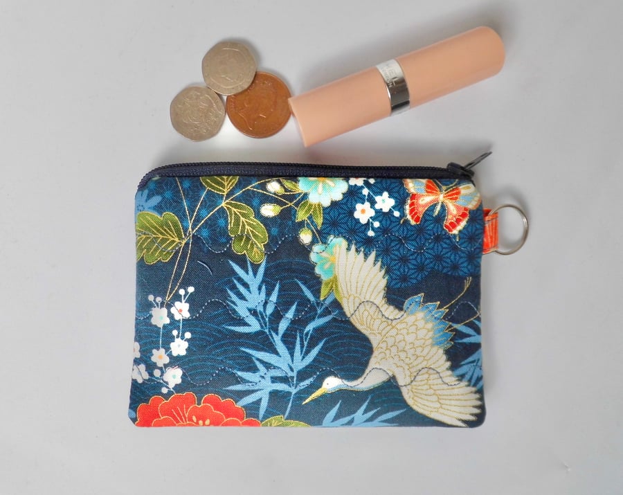 SOLD Coin purse mini make up in Japanese style fabric