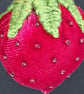 Strawberry textile art bag charm,keyring  - Image 2