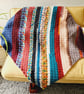 Multicoloured Aran Lap Blanket, Crochet Knee Warmer Throw - Image 1