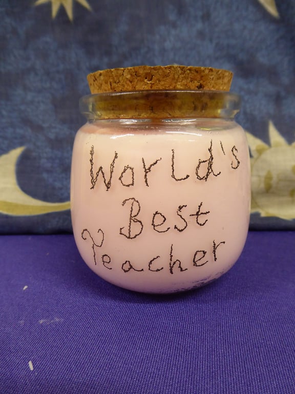 Hand Engraved World's Best Teacher Soy Wax Candle