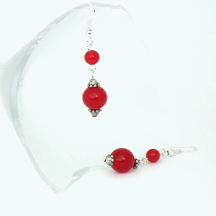 Red jade earrings