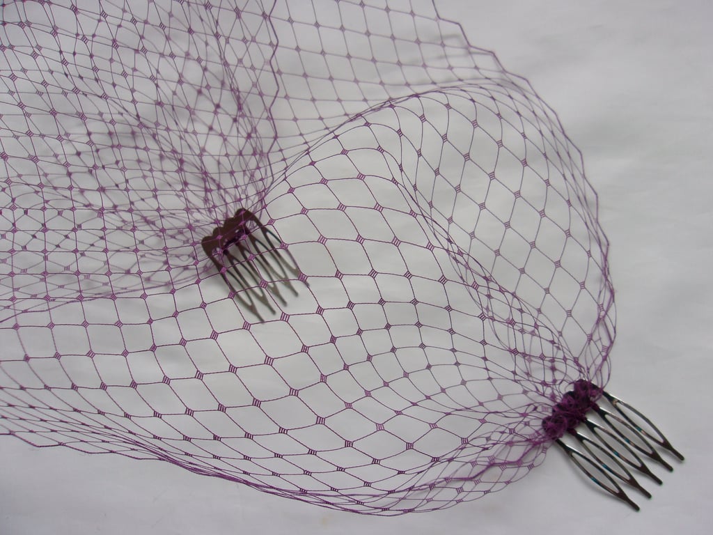 Amethyst Birdcage Plum Aubergine Fine Classic Bandeau Veil