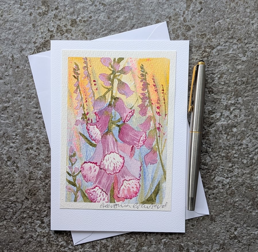 Foxgloves Blank Card Original Watercolour 260166