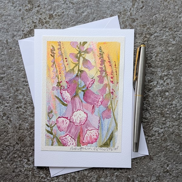 Foxgloves Blank Card Original Watercolour 260166