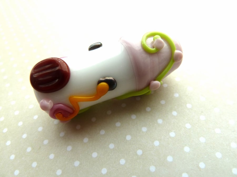 Rapunzel's house handmade lampwork glass bead