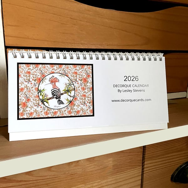 Desk Calendar - Birds in Pattern- unique designs