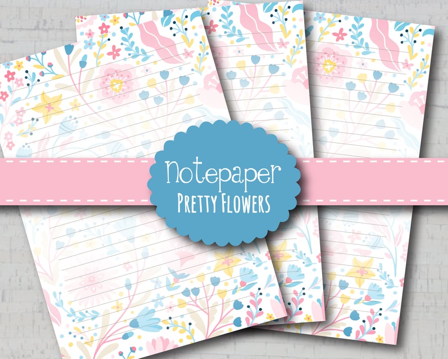 Letter Writing Paper Pretty flowers
