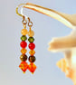 Agate, Unakite And Swarovski Crystal Earrings - Handmade In Devon