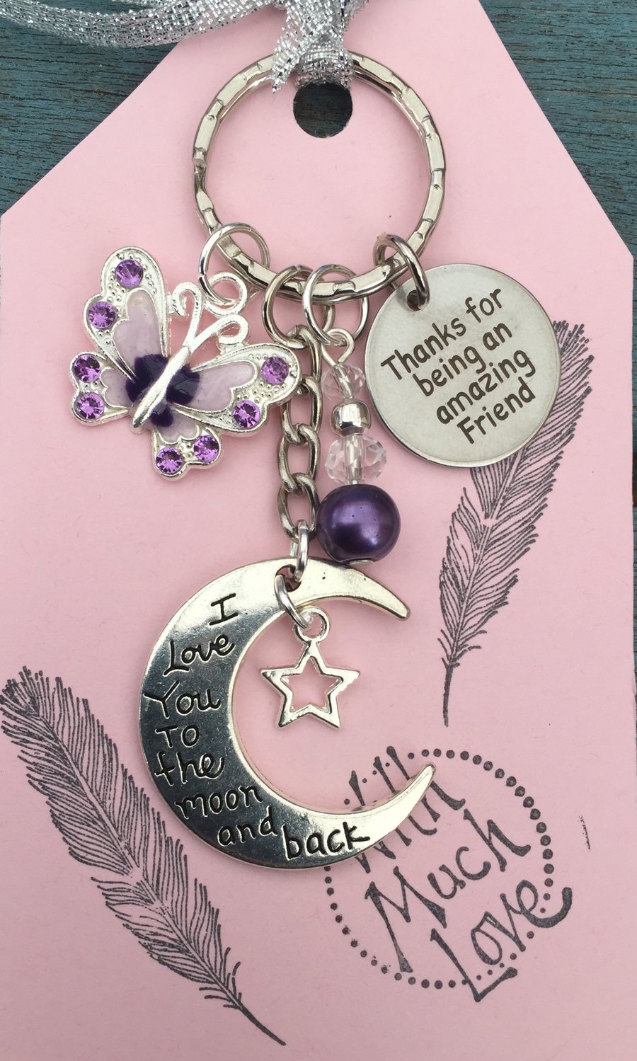 Purple Thanks for being an amazing friend love you to the moon & back Keyring 