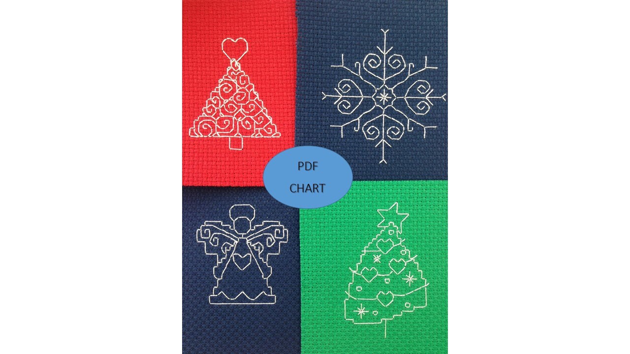 Christmas Back Stitch Charts: Mini Festive Designs Set of 4 (PDF Chart)