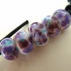 lilac frit lampwork glass beads