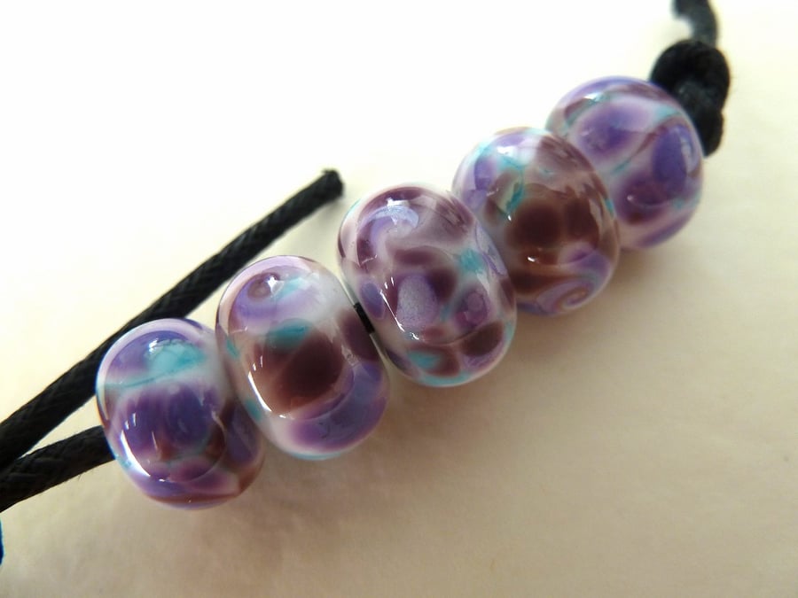 lilac frit lampwork glass beads