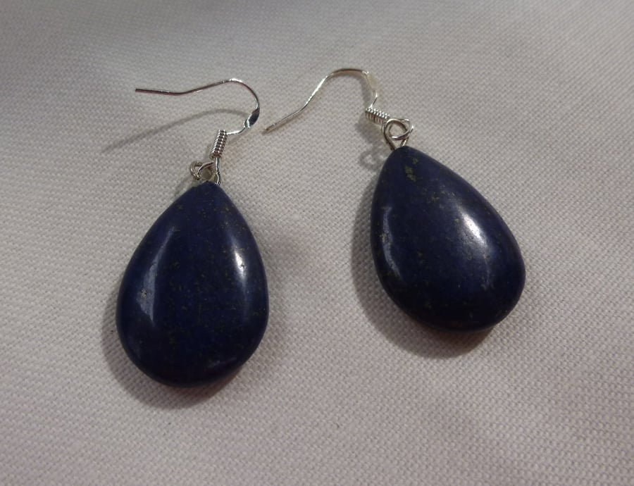 Lapis Lazuli Earrings 925 Sterling Silver, Gift for Mum, Semi Precious Earrings,