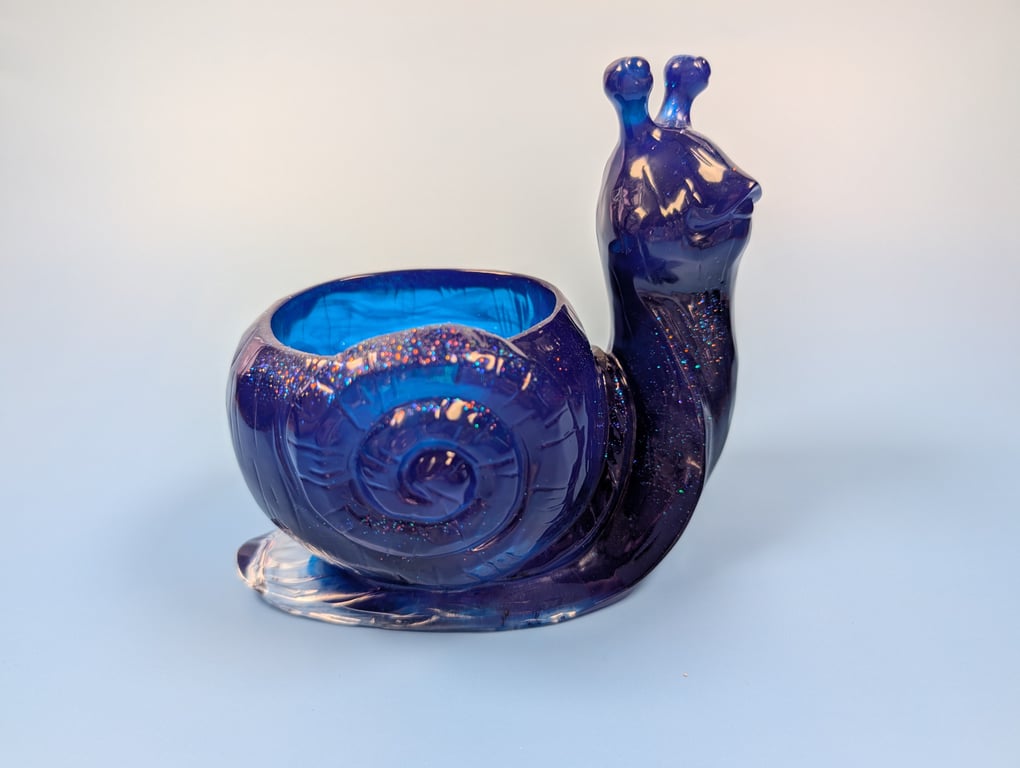 Galactic Snail Trinket Dish or Mini Planter – Handmade Resin