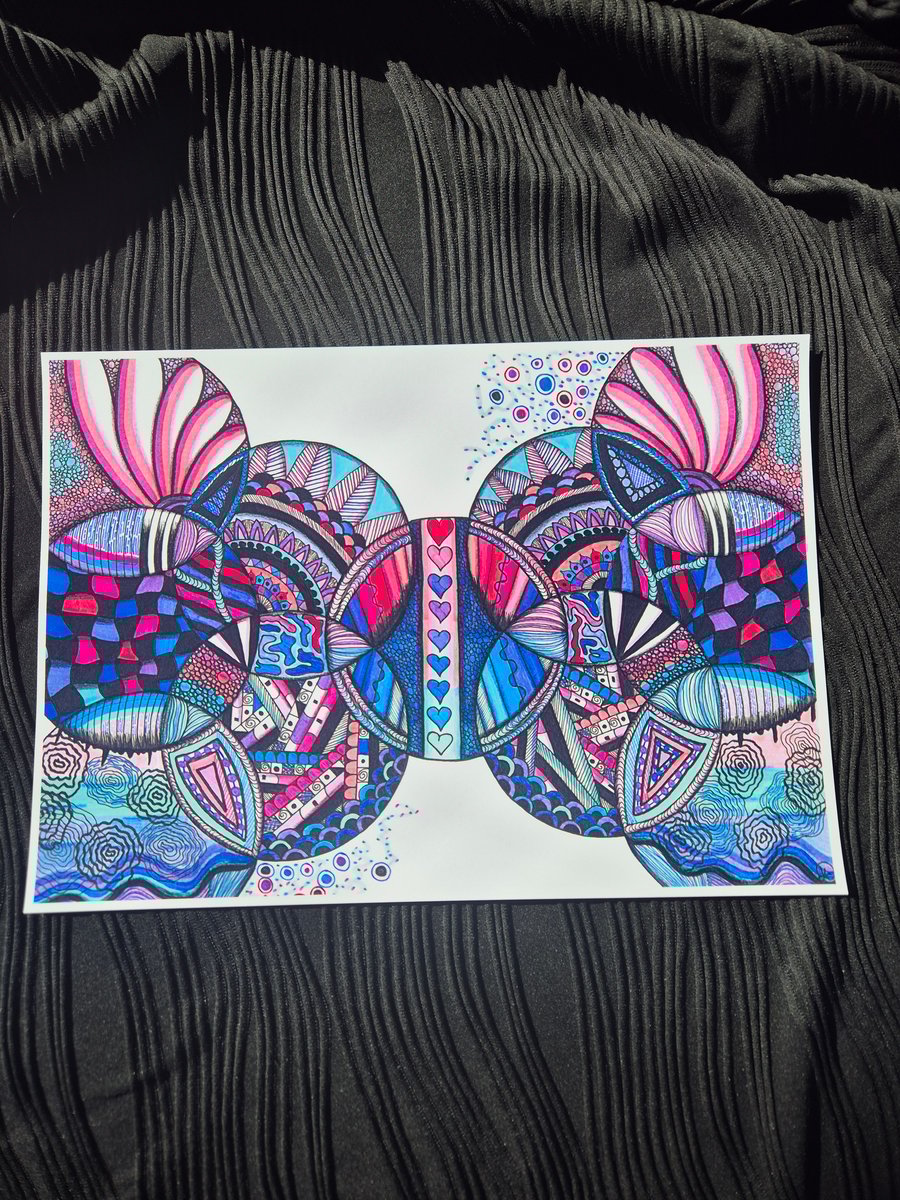 Abstract Art Print - A4 Unframed Zentangle Art - Harmony