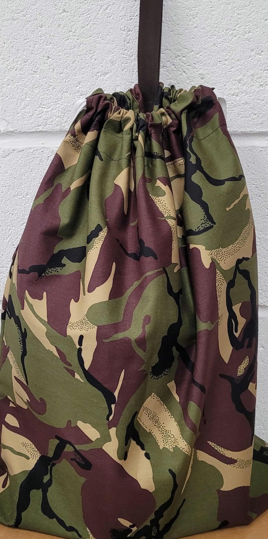 100% cotton laundry bag - green camouflage . Made in UK