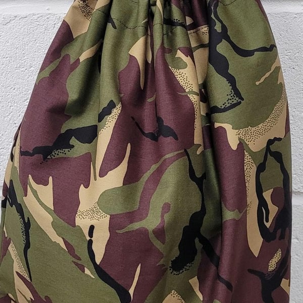 100% cotton laundry bag - green camouflage . Made in UK
