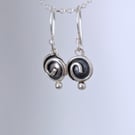 Spiral earrings with dot - celtic earrings
