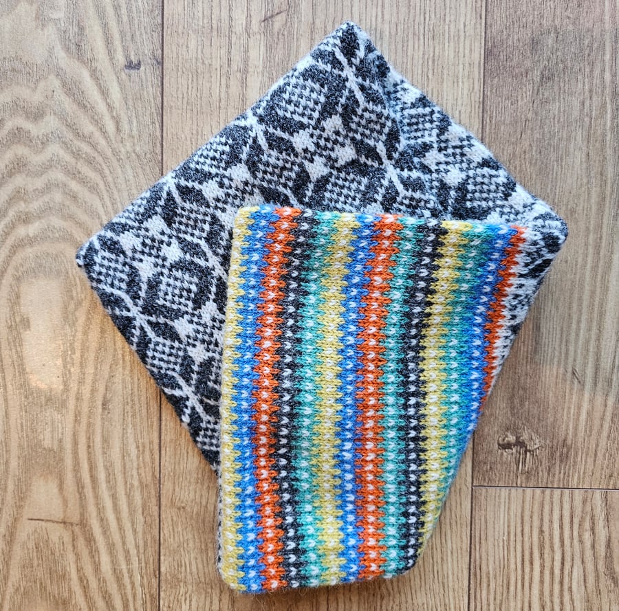 Hand Knit Fair Isle Cowl