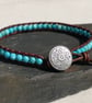 Turquoise semi precious bead and leather bracelet, December birthstone - Image 9