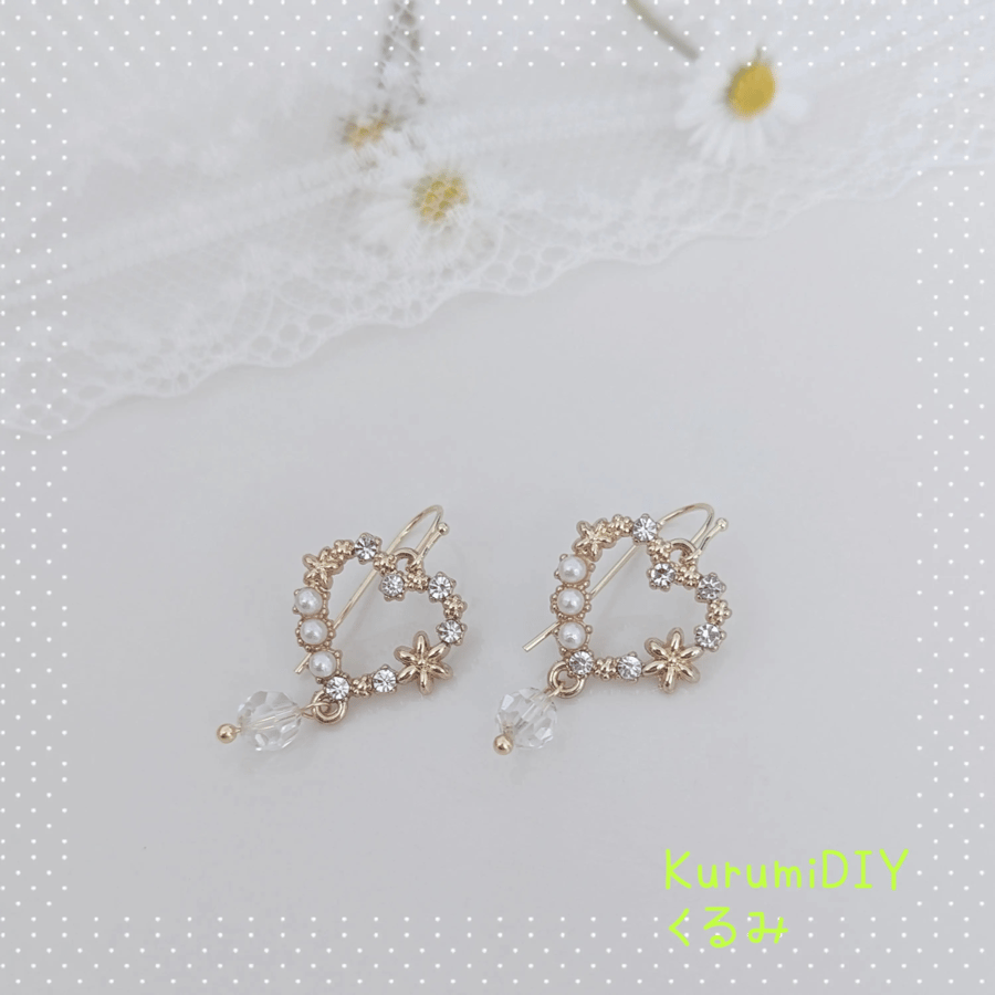 14K Gold-filled Hook Earrings, Gold heart faux pearl and starfish dangle earring