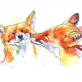 A4 'Smoochy Foxes' Print