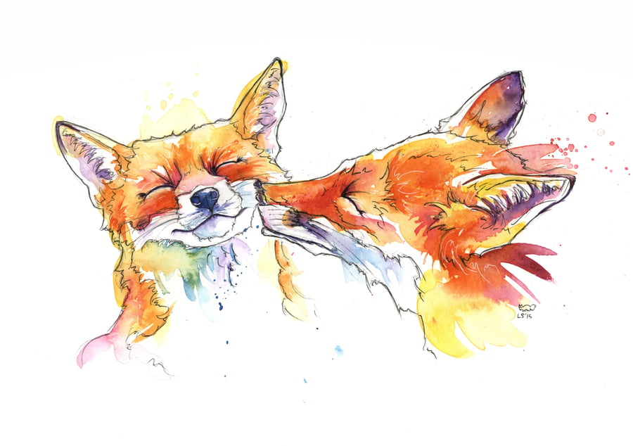 A4 'Smoochy Foxes' Print