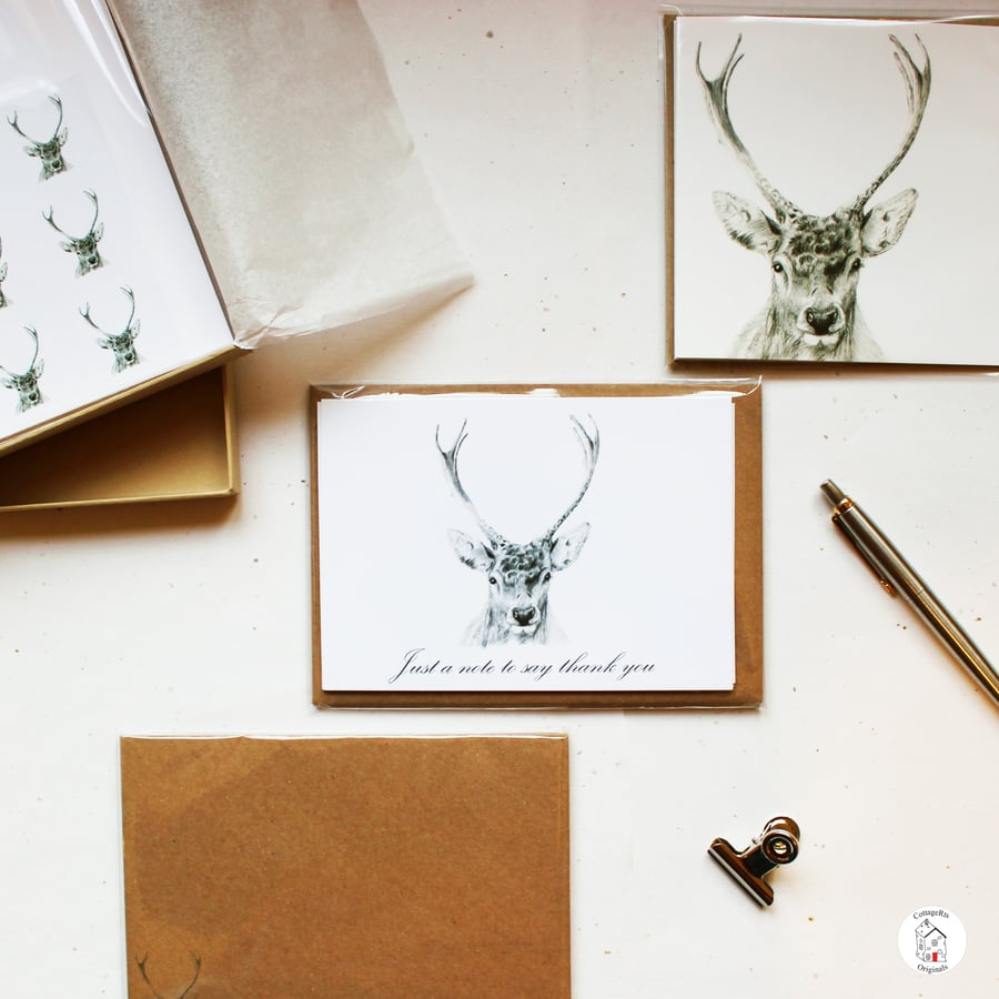 Boxed Stag Stationery Gift Set Hand Designed By CottageRts