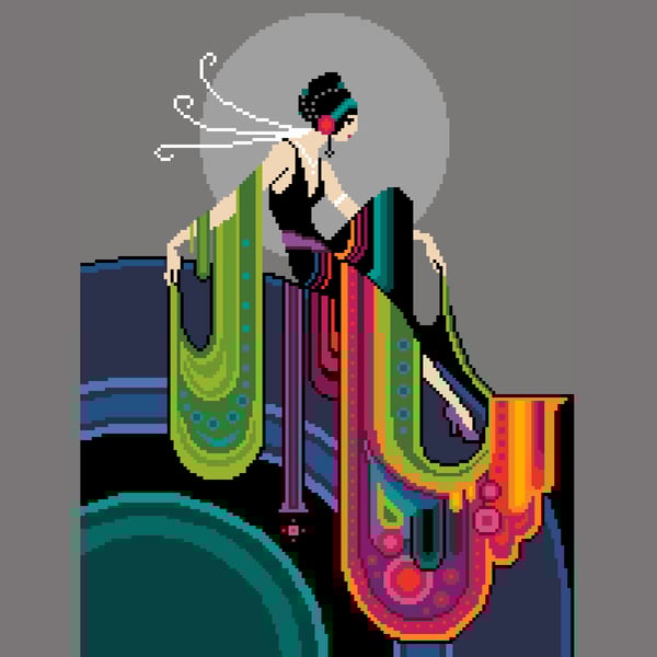 249 - Art Deco Lady Cross Stitch Pattern: 1920s Style (PDF Counted Chart 249)