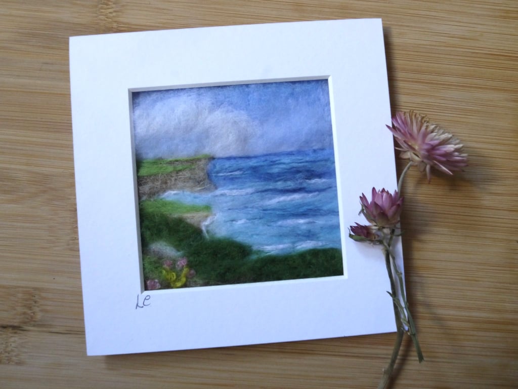 Needle felted Coastal Original Art by Lyn