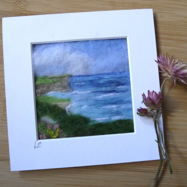 Needle felted Coastal Original Art by Lyn