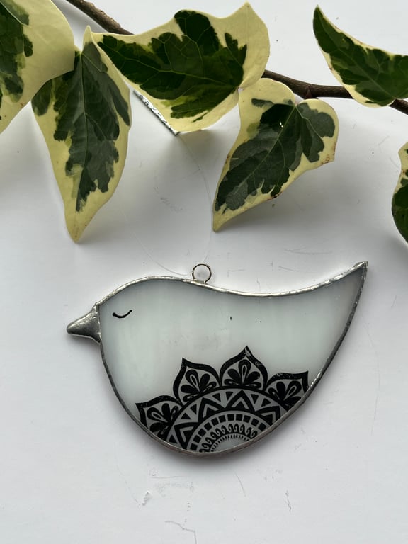 Stained Glass Bird Suncatcher Decoration 