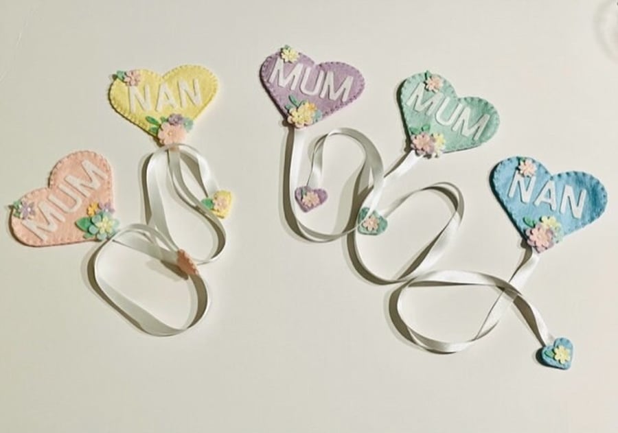 Felt heart bookmark, Mother's day gift, Nan bookmark, birthday present