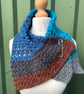 Blue grey and brown texture and lace handmade crochet neck warmer collar - Image 1