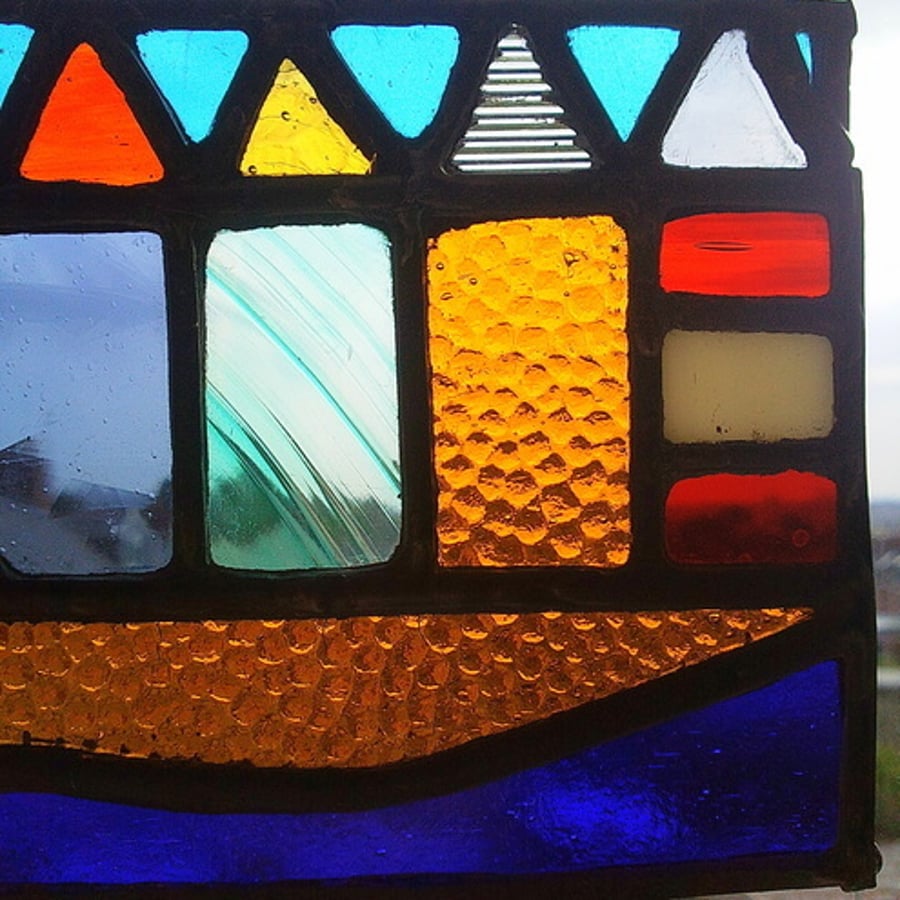 Stained Glass Panel, 9 Tiny Beach Huts