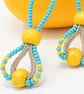 Turquoise and Yellow Beaded Dangle Earrings - Image 2