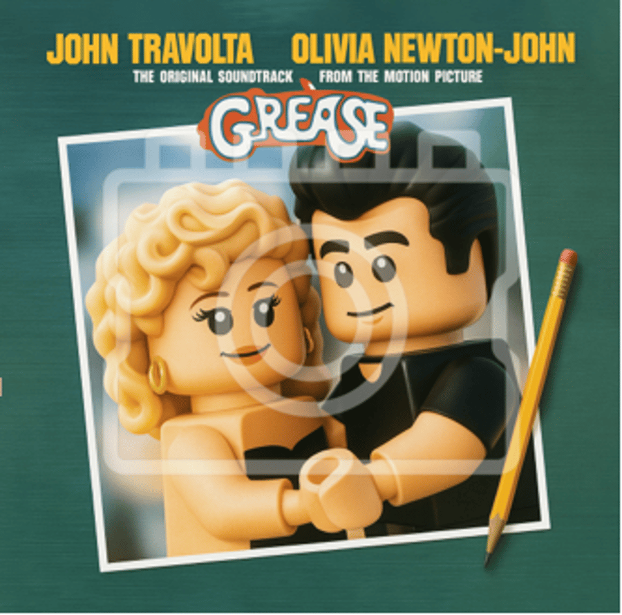 LEGO-Inspired Grease Movie Soundtrack 5x5" Print (Mounted for 9x9" Frame)