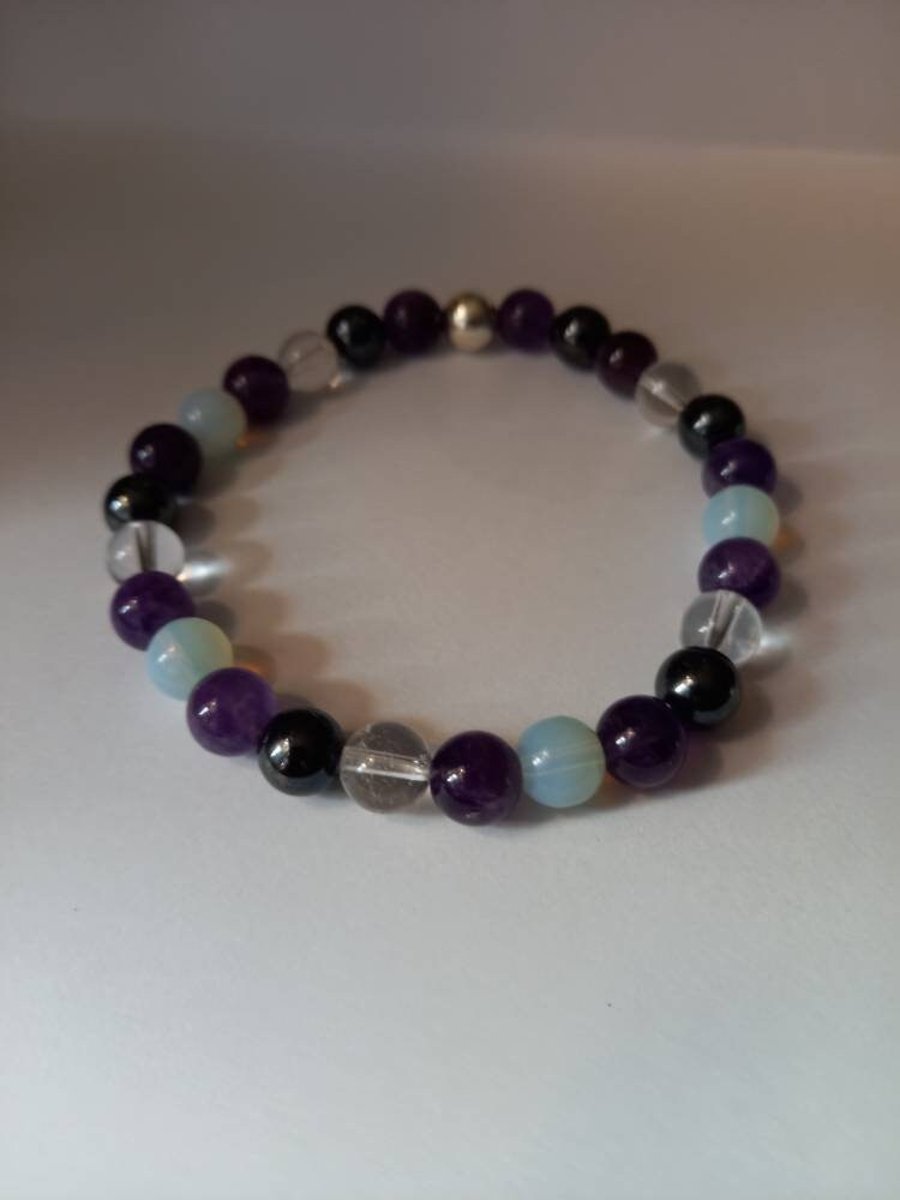 Sleep Well Reiki Infused Gemstone 8mm Elasticated Bracelet On Various sizes