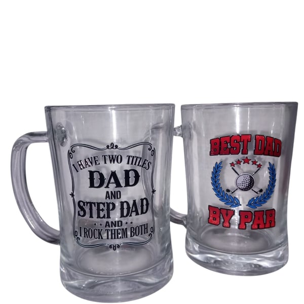 Father's Day Beer Glass Tankard Best Dad By Par Golf, Dad Step Dad Gift