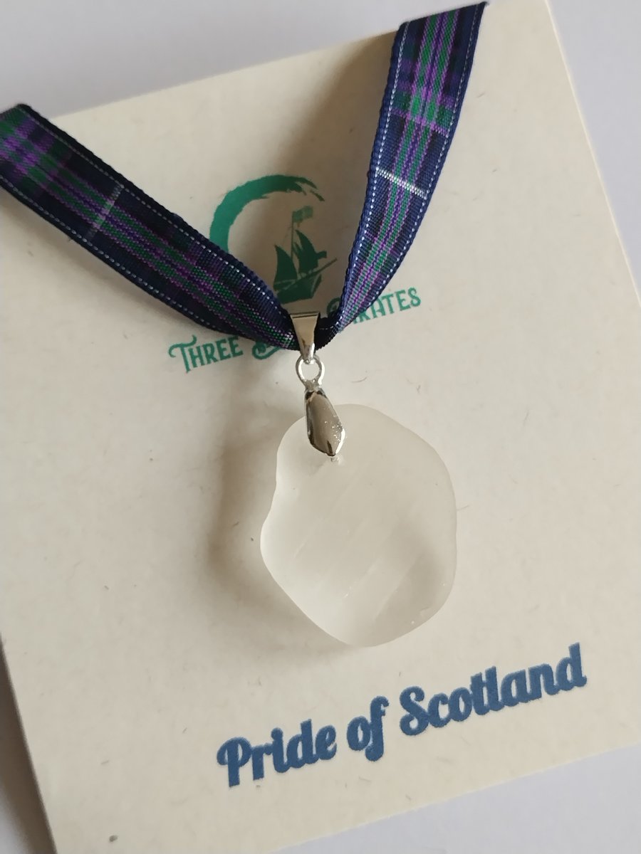 Sea Glass Scottish Tartan Pendant in National Pride of Scotland Plaid