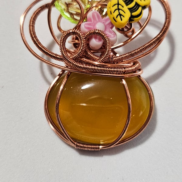 Bee-Light Honey Calcite Pendant