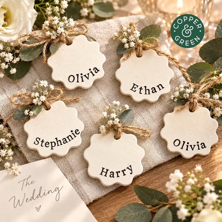 Wedding Place Name Tags - Handmade Personalised Wedding Table decor