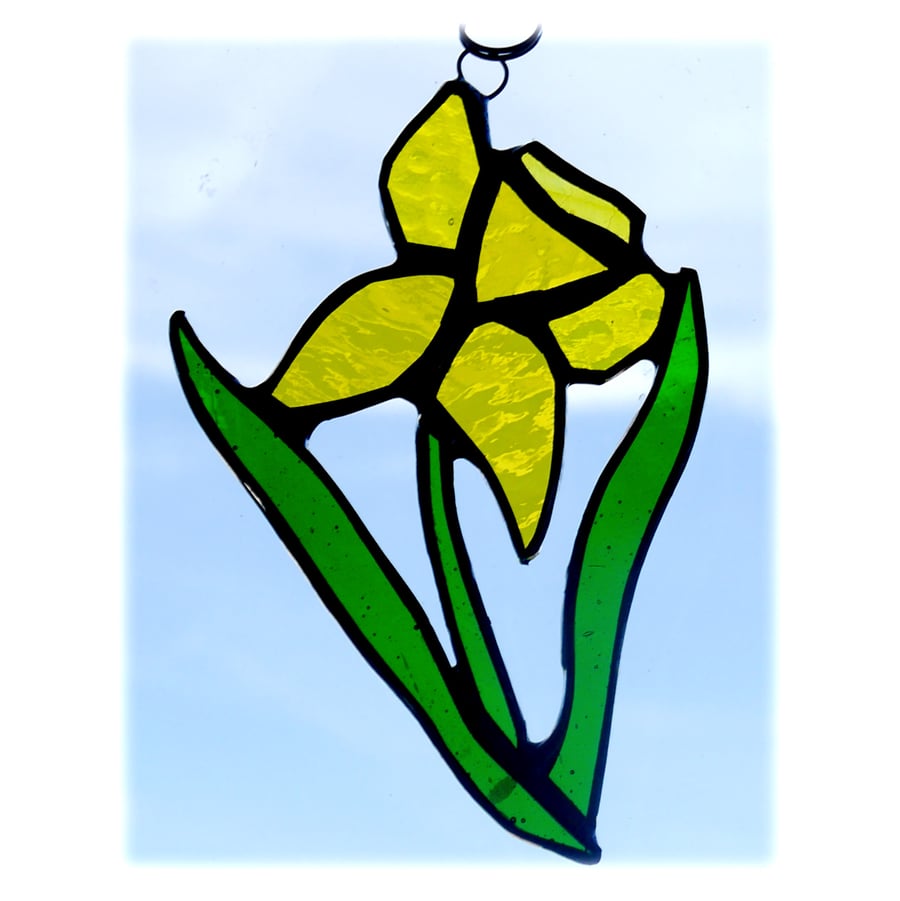 Daffodil Suncatcher Stained Glass Handmade Spring Flower 026