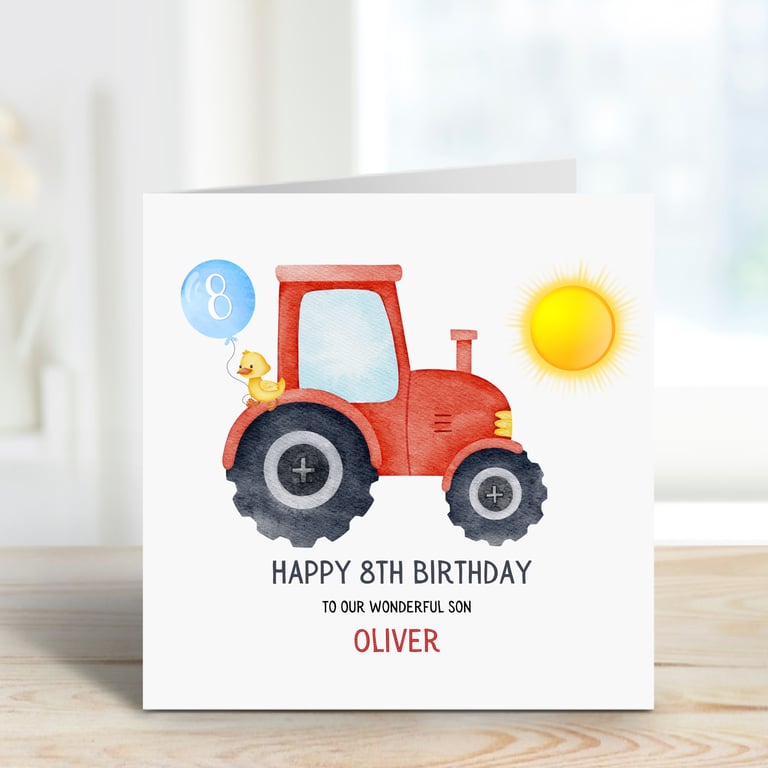 Personalised tractor birthday greeting card