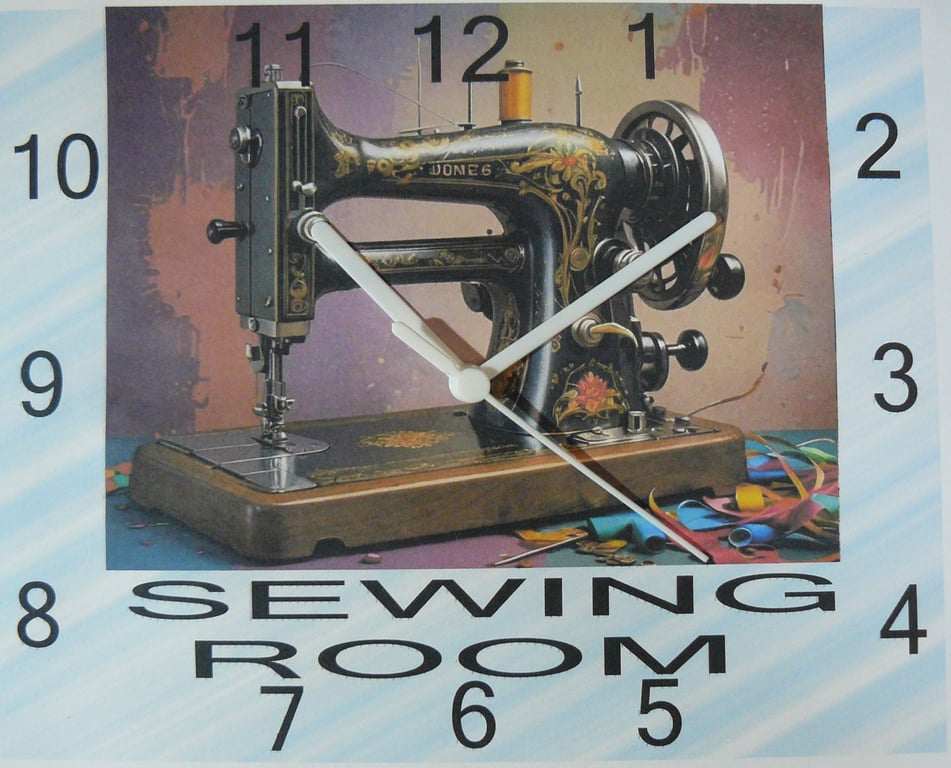 sewing clock sewing machine wall clock craft quilting ,jones vintagesewing