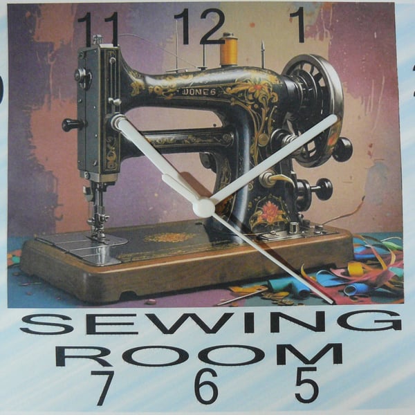 sewing clock sewing machine wall clock craft quilting ,jones vintagesewing
