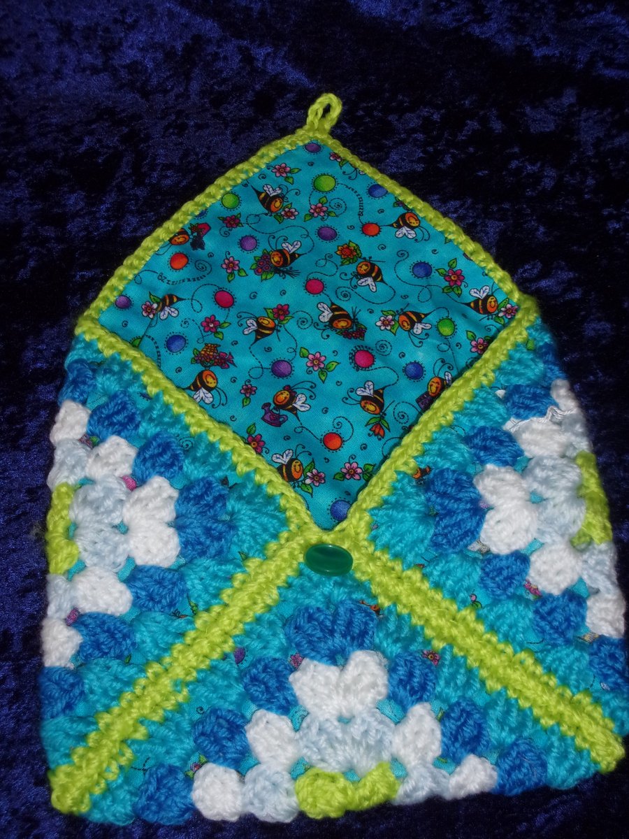 REDUCED PRICE Crocheted Granny Square Envelope Pouch