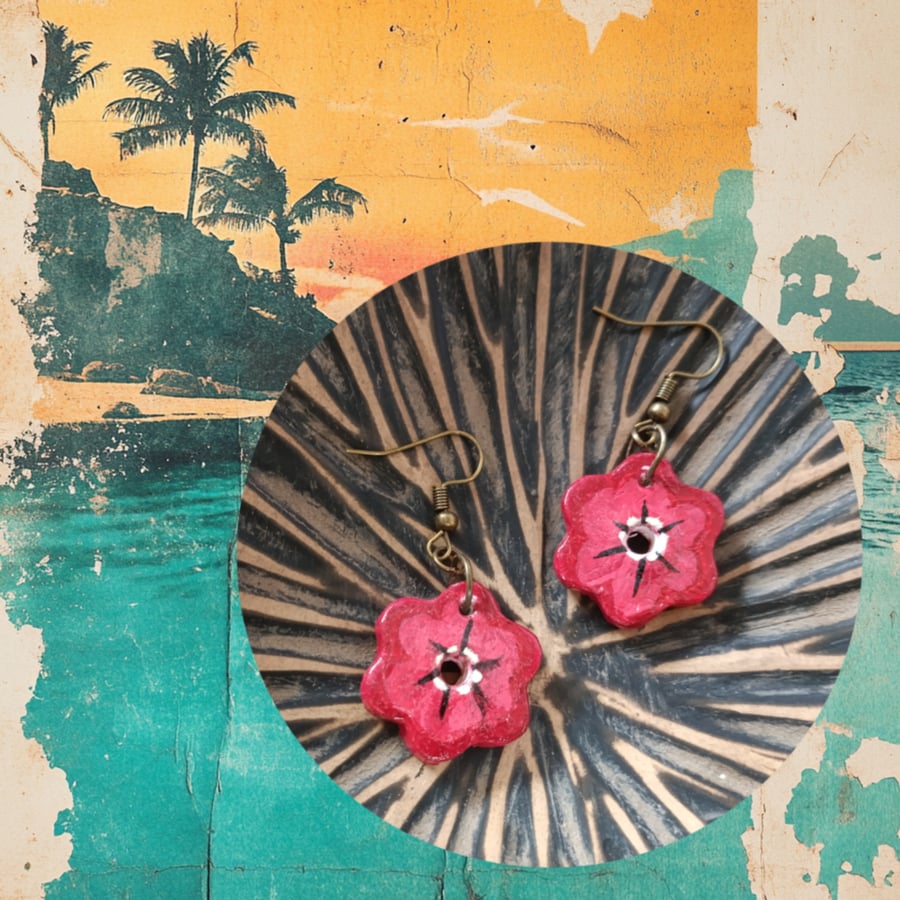 Nautical flower tattoo earrings 