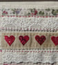 Little Red Hearts Sampler small hand-stitched framed textile, a gift of love - Image 4
